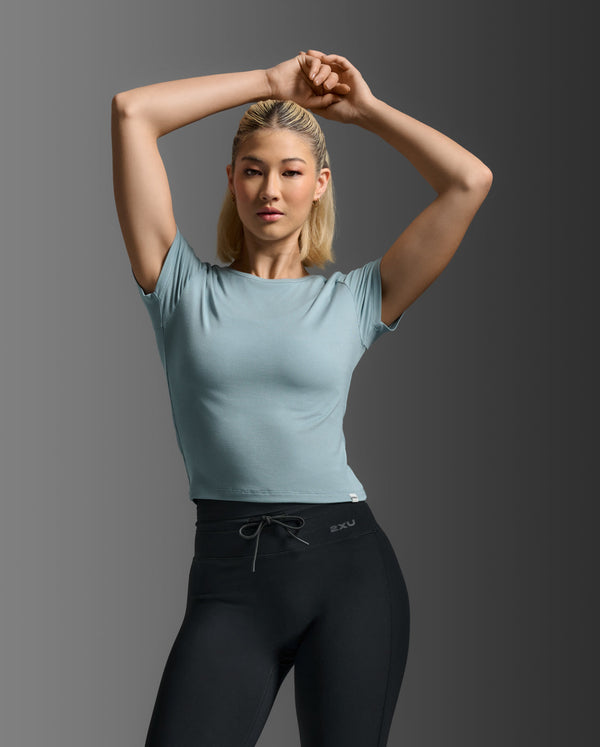 Fluid Ribbed Crop Tee